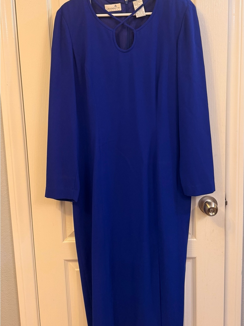 le chateau Cobalt Blue Long Sleeve Shift Dress